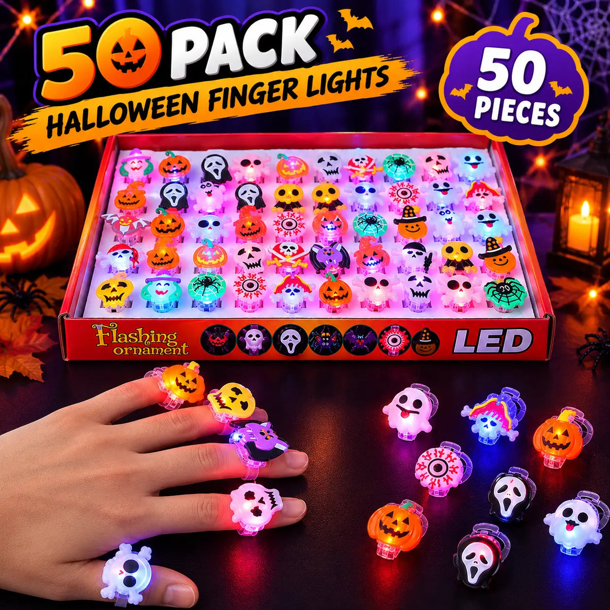 50-Pack Halloween Party Favors for Kids, Trick or Treat Halloween Toys & Goodie Bag Fillers, Fun Spooky Party Gifts for Halloween Parties, School Events & Treat Bags