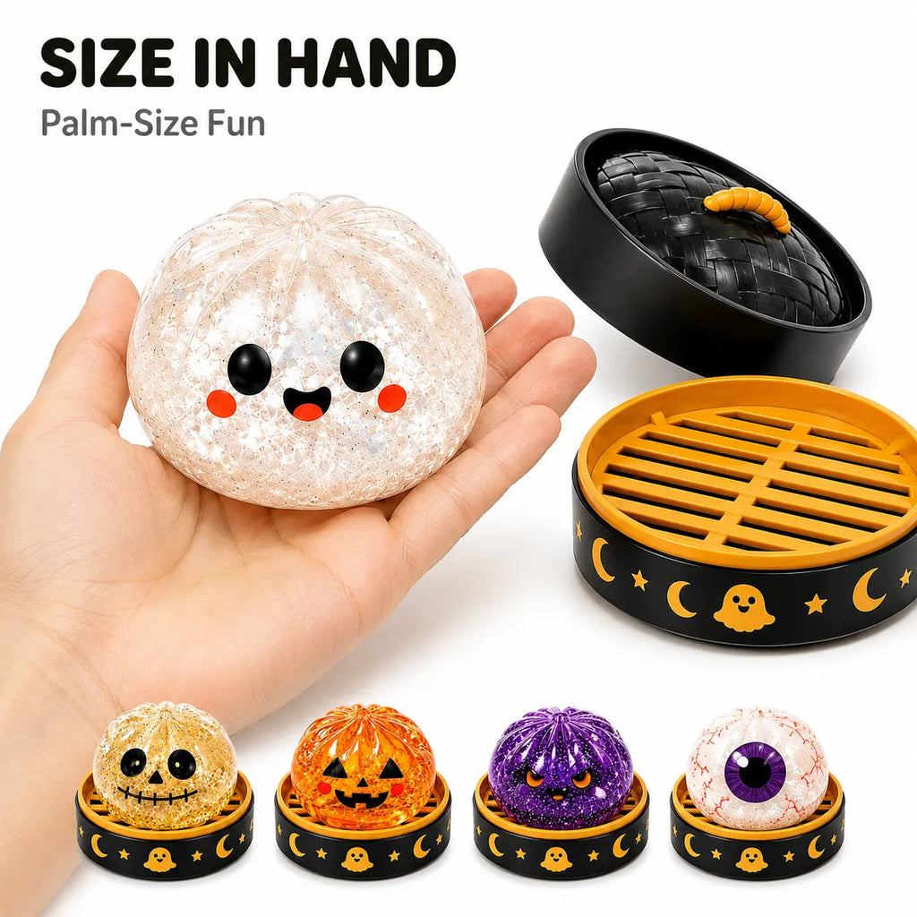 Halloween Mystery Squishy Fidgets - 5Pcs Soft Squeeze Sensory Toys with 5 Spooky Designs, Slow Rise Pumpkin Toys, Trick-Or-Treat Goodie Bags Stuffers, Kids Party Favors