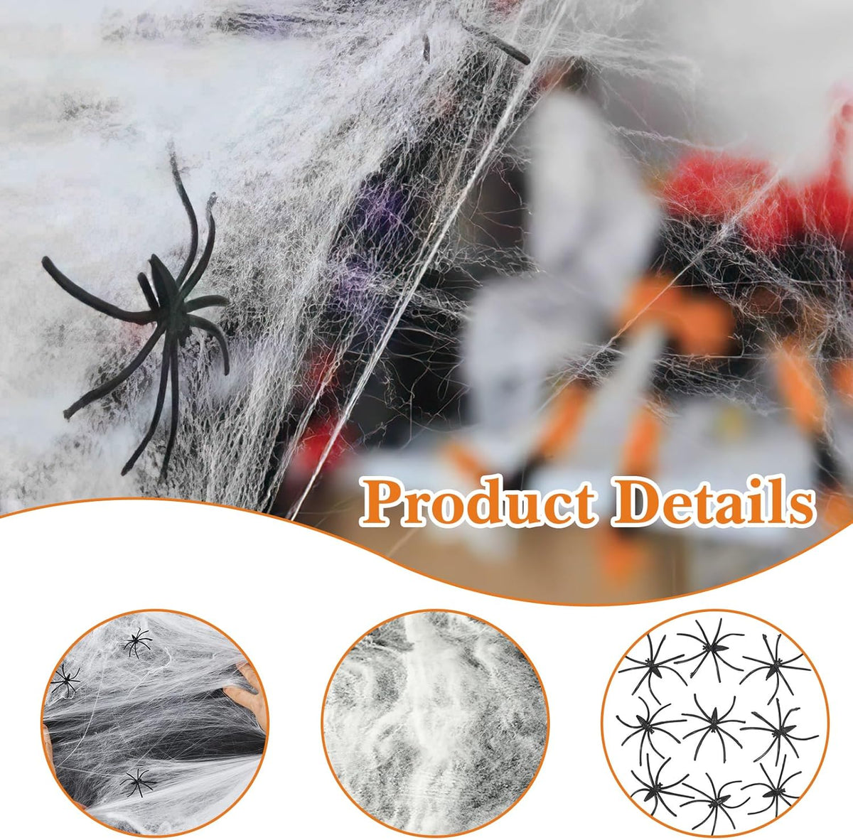 120G Halloween Spider Web, Halloween Spider Web Decorations, with 40 Fake Plastic Spiders, Halloween Decorations, Stretchable Halloween Cobwebs Decoration for Home Decoration (120G)