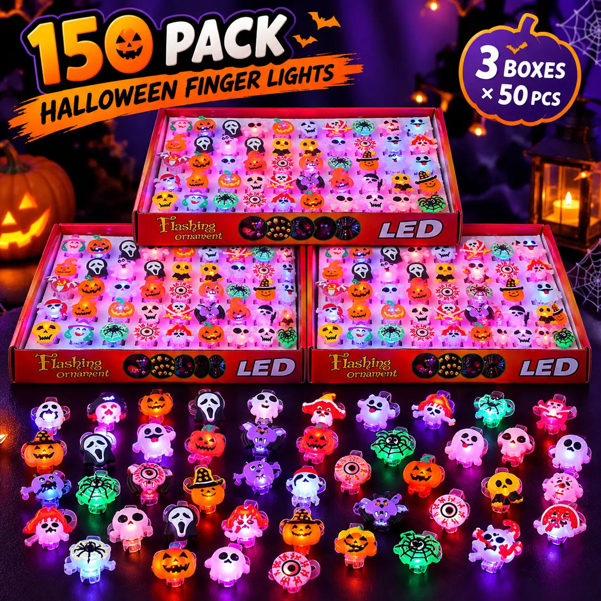 50-Pack Halloween Party Favors for Kids, Trick or Treat Halloween Toys & Goodie Bag Fillers, Fun Spooky Party Gifts for Halloween Parties, School Events & Treat Bags