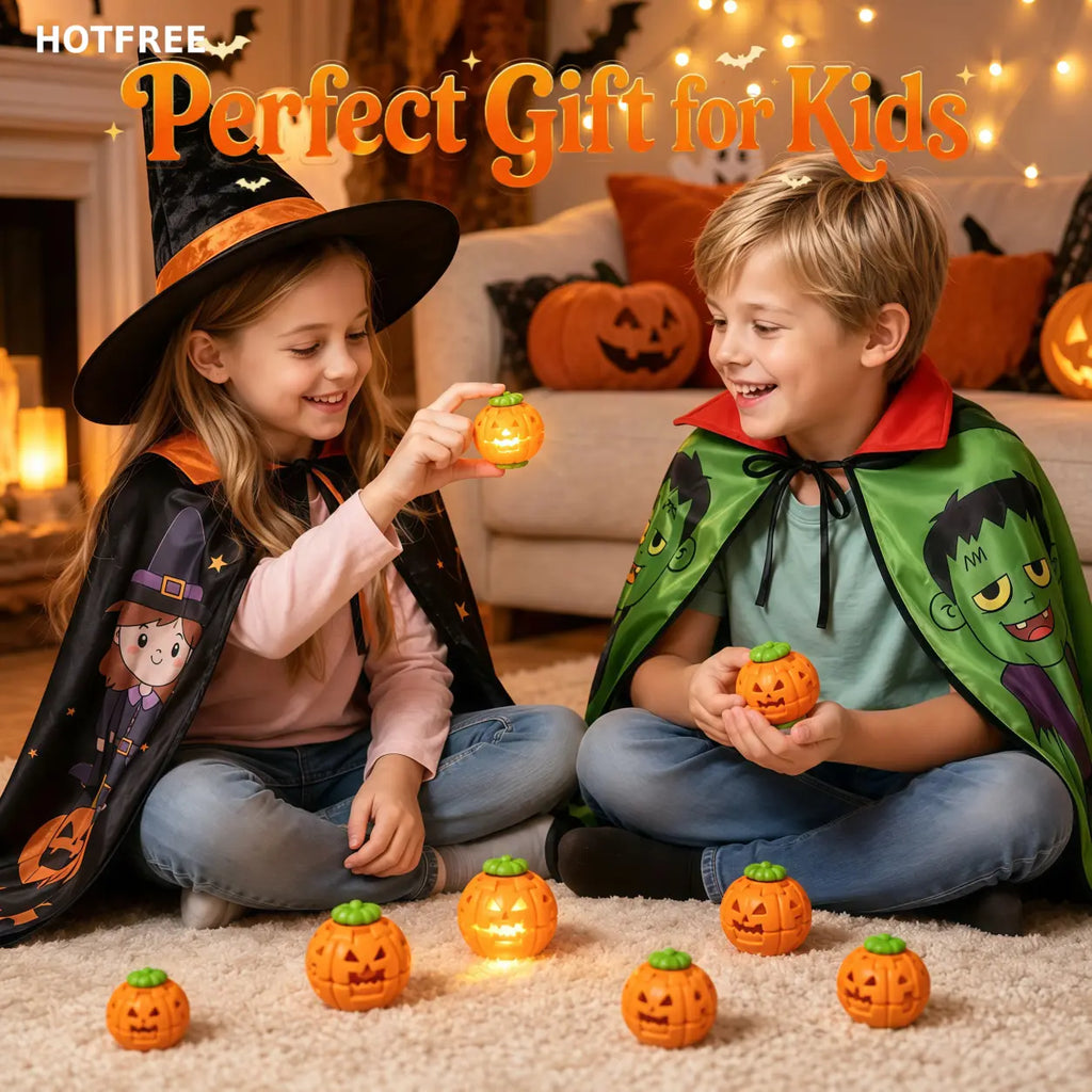 Hotfree Halloween Pumpkin Fidget Spinner, LED Light‑Up 2‑In‑1 3D Printed Rotating Fidget Ball, Stress Relief Sensory Puzzle Toy, Halloween Party Favors & Gifts for Kids Boys & Girls