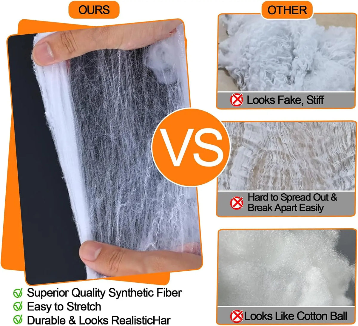1200 Sqft Halloween Spider Webs and 120Pcs Fake Bats and 50Pcs Fake Spiders Super Stretch Cobwebs Party Decorate for Halloween Theme Indoor and Outdoor Decoration