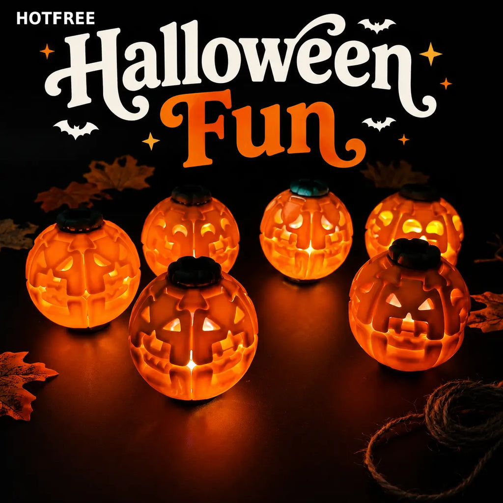 Hotfree Halloween Pumpkin Fidget Spinner, LED Light‑Up 2‑In‑1 3D Printed Rotating Fidget Ball, Stress Relief Sensory Puzzle Toy, Halloween Party Favors & Gifts for Kids Boys & Girls