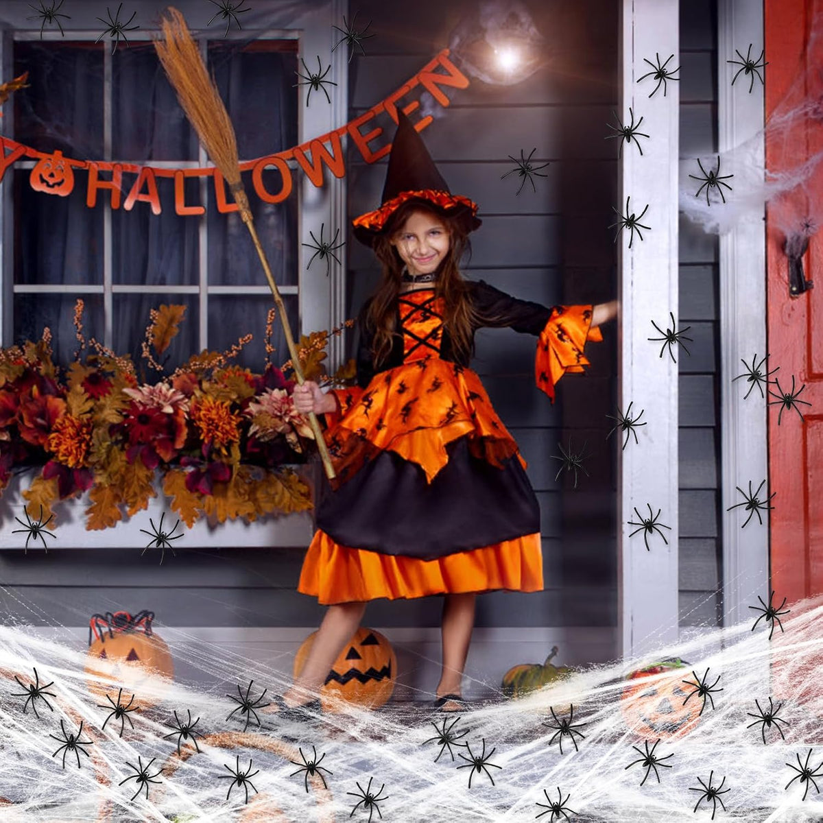 120G Halloween Spider Web, Halloween Spider Web Decorations, with 40 Fake Plastic Spiders, Halloween Decorations, Stretchable Halloween Cobwebs Decoration for Home Decoration (120G)