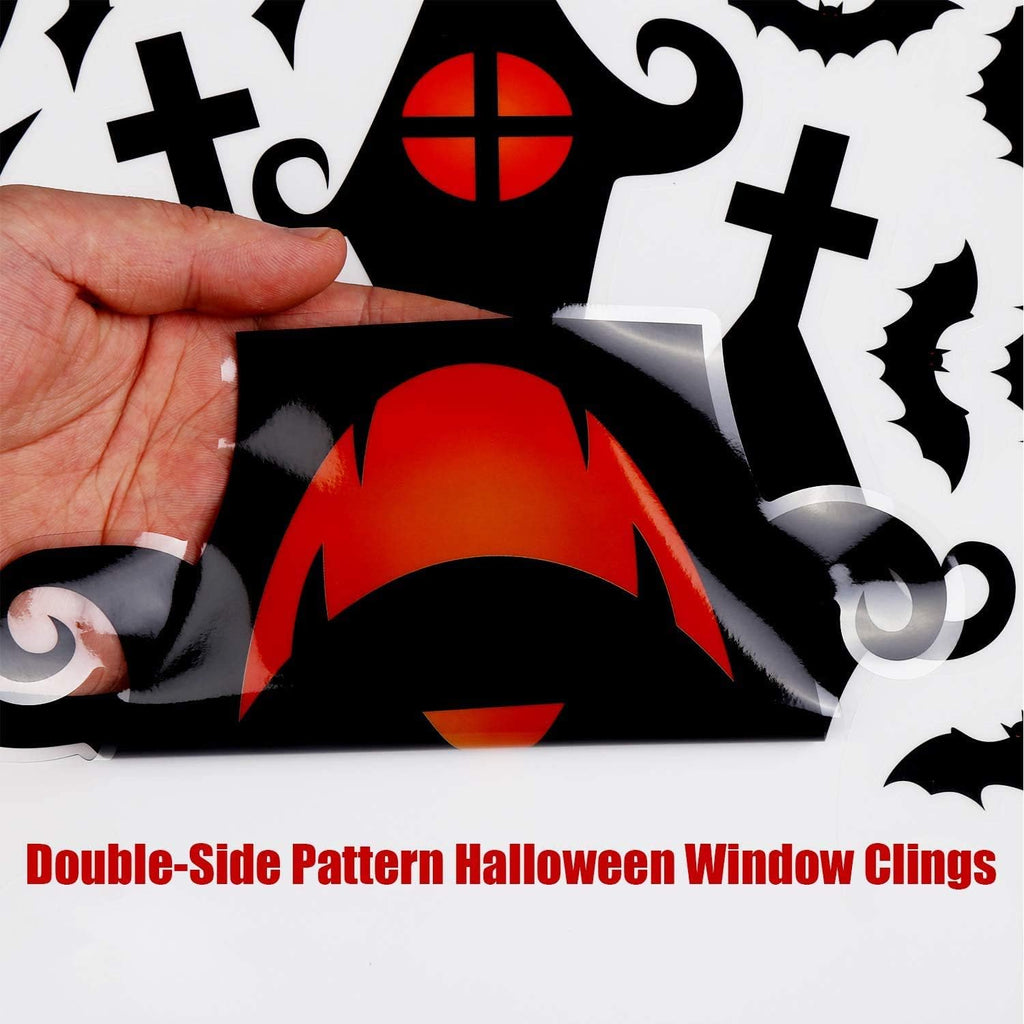 Halloween Window Clings - 7 Sheets Bats & Spiders Window Decals
