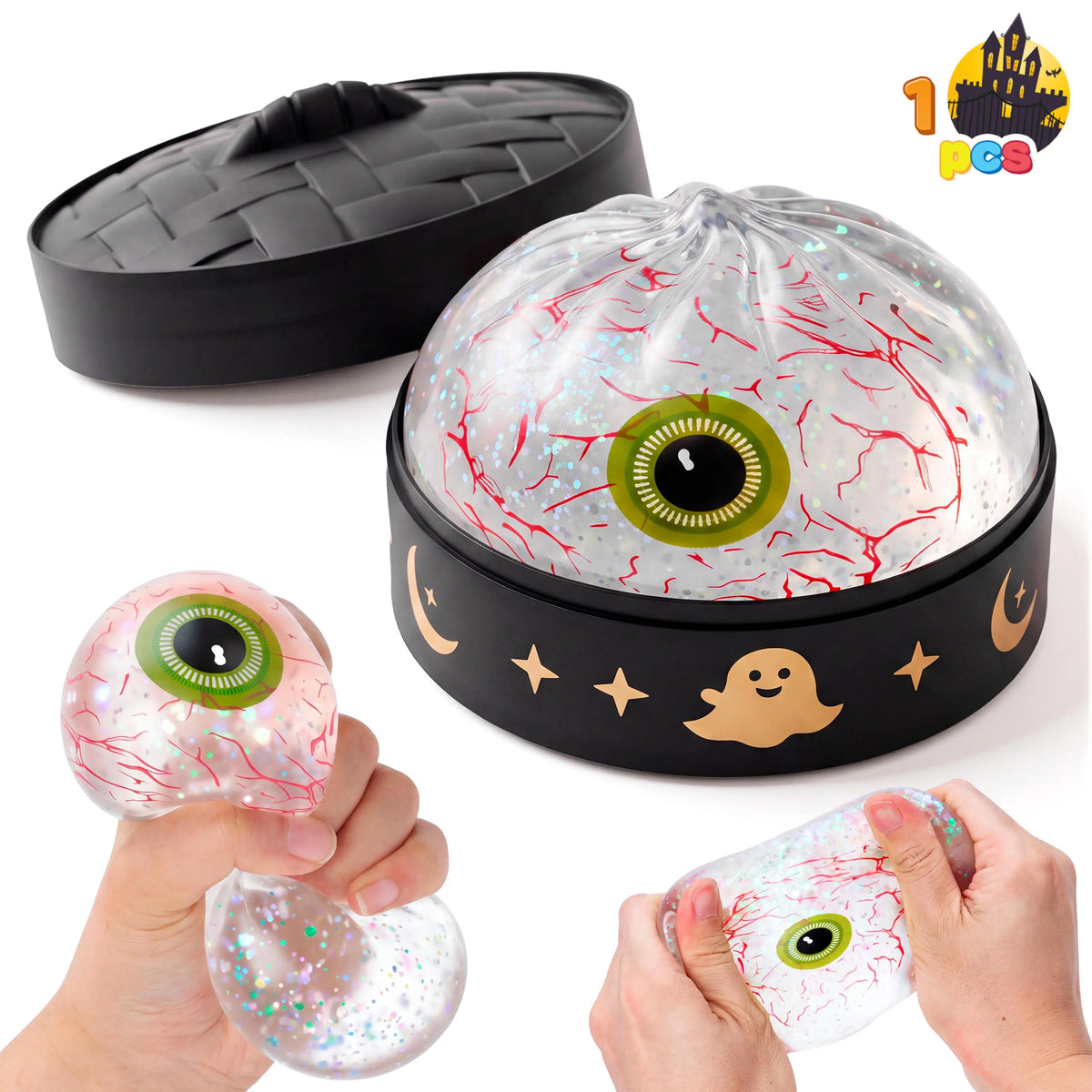 JOYIN Halloween Dumpling Squishy Pack - 1/3/6 Pcs with Steamer Storage Boxes, Slow-Rebound Maltose Texture, Grimace Pumpkin/Pumpkin Devils Designs, Soft Squishy Sensory Fidget Gift for 10-12 Years Horror Lovers