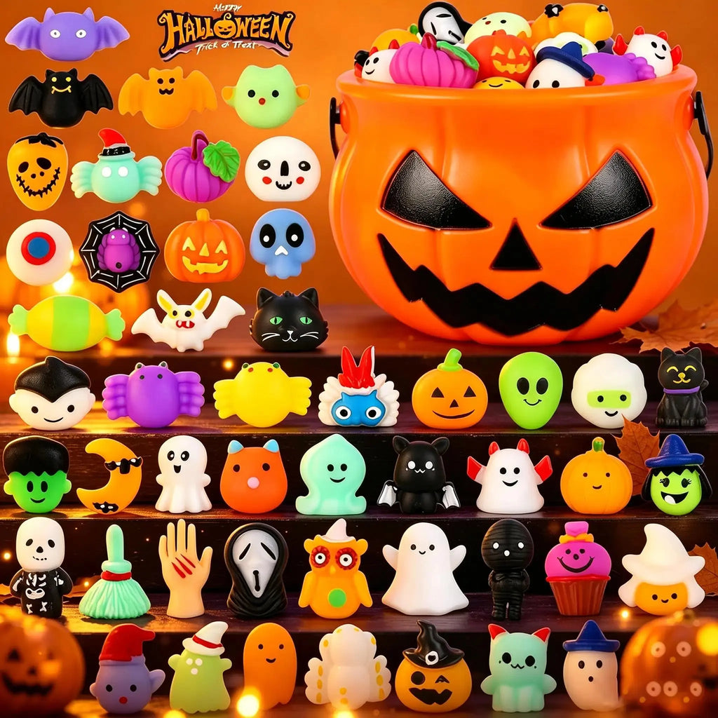 20Pcs/30Pcs/50Pcs Halloween Mochi Squishy Toys, Halloween Toys for Halloween Party Favors, Halloween Sensory Stress Relief Toys Bulk, Trick or Treats Classroom Prizes Gifts Goodie Bag Fillers
