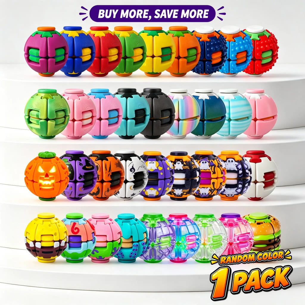 Hotfree Halloween Pumpkin Fidget Spinner, LED Light‑Up 2‑In‑1 3D Printed Rotating Fidget Ball, Stress Relief Sensory Puzzle Toy, Halloween Party Favors & Gifts for Kids Boys & Girls