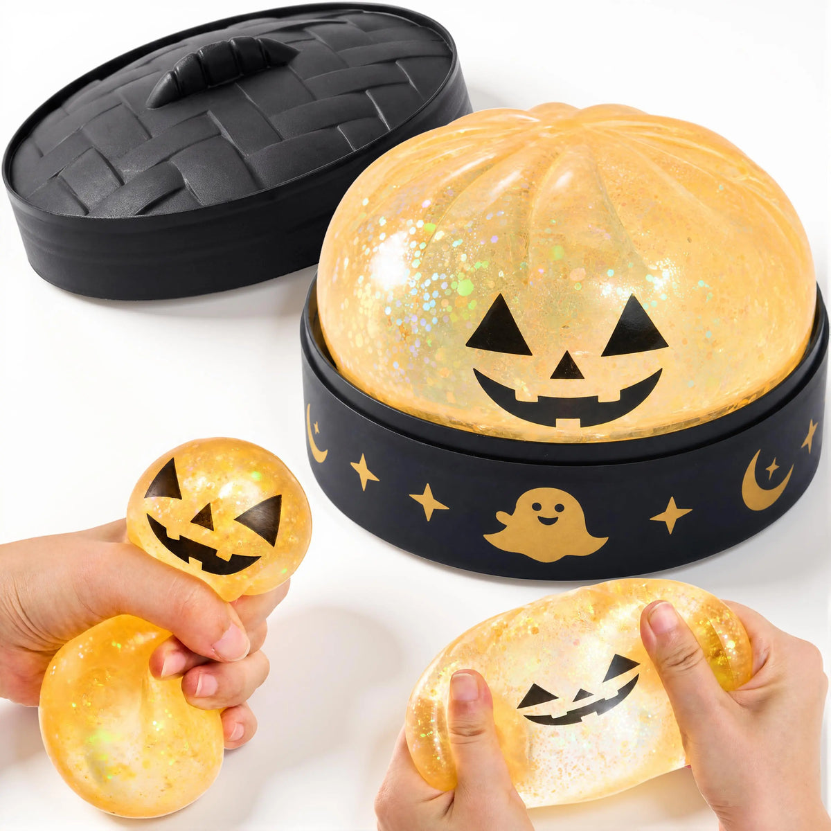 JOYIN Halloween Dumpling Squishy Pack - 1/3/6 Pcs with Steamer Storage Boxes, Slow-Rebound Maltose Texture, Grimace Pumpkin/Pumpkin Devils Designs, Soft Squishy Sensory Fidget Gift for 10-12 Years Horror Lovers