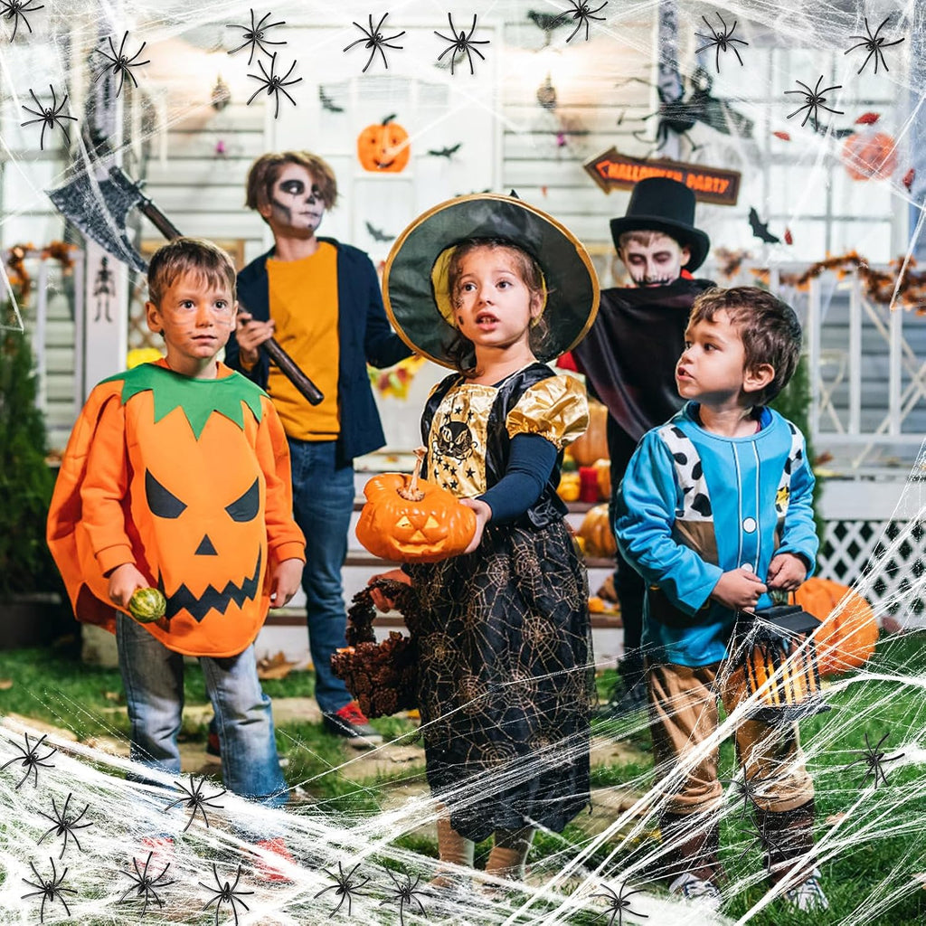 120G Halloween Spider Web, Halloween Spider Web Decorations, with 40 Fake Plastic Spiders, Halloween Decorations, Stretchable Halloween Cobwebs Decoration for Home Decoration (120G)