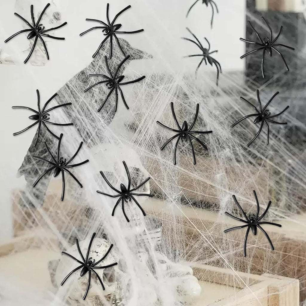 120G Halloween Spider Web, Halloween Spider Web Decorations, with 40 Fake Plastic Spiders, Halloween Decorations, Stretchable Halloween Cobwebs Decoration for Home Decoration (120G)